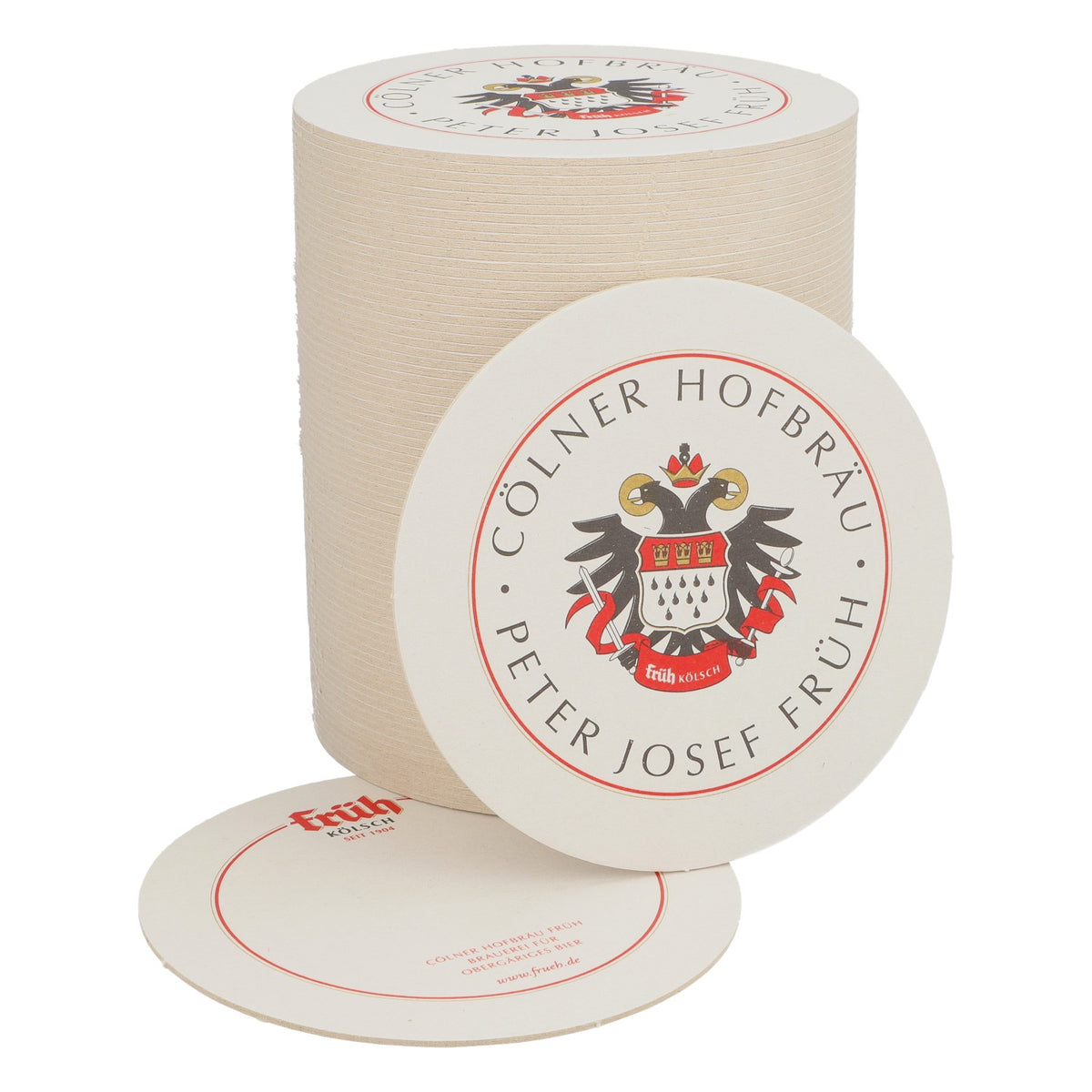 75x Früh Kölsch Bier Untersetzer Bierdeckel 10,6 cm Durchmesser Wappen Adler
