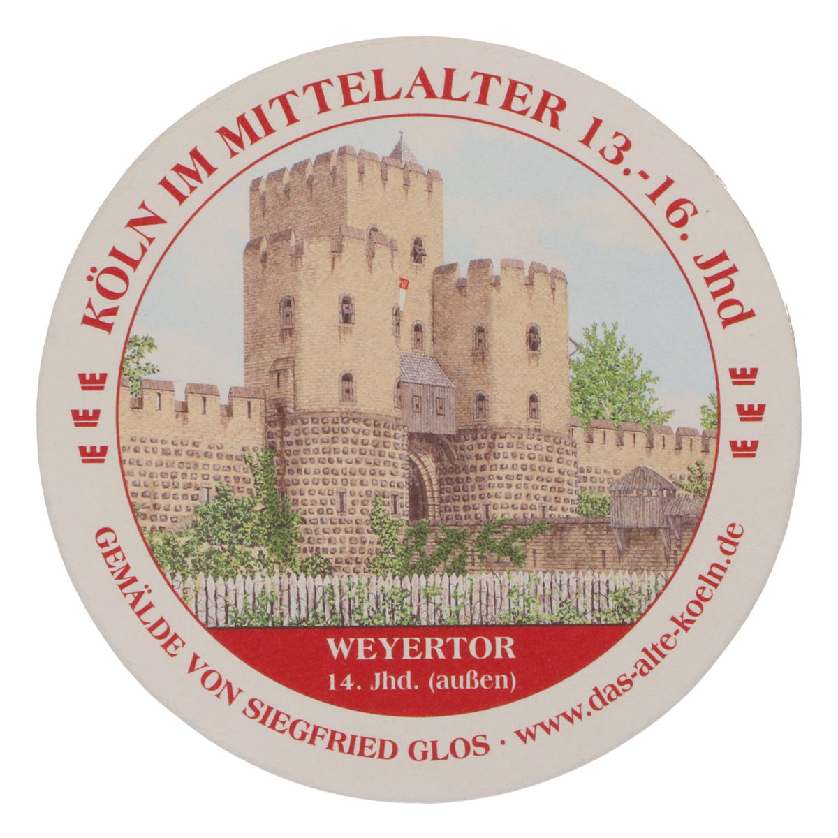 80x Reissdorf Bier Bierdeckel Untersetzer "Köln im Mittelalter" Weyertor (außen) – Ansicht 3