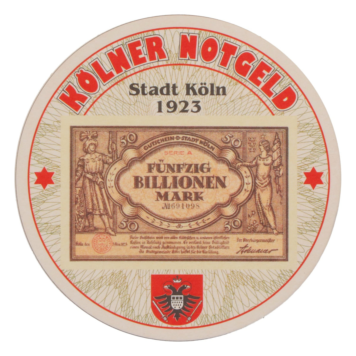 80x Reissdorf Bier Bierdeckel Untersetzer "Kölner Notgeld" Fünfzig Billionen Mark – Ansicht 3