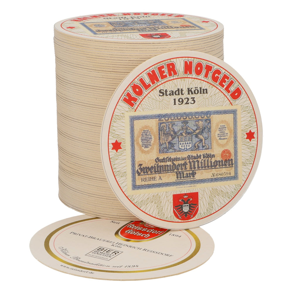80x Reissdorf Bier Bierdeckel Untersetzer "Kölner Notgeld" Zweihundert Millionen Mark