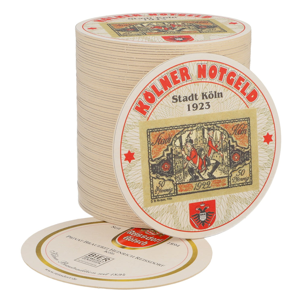 80x Reissdorf Bier Bierdeckel Untersetzer "Kölner Notgeld" 50 Pfennig V1