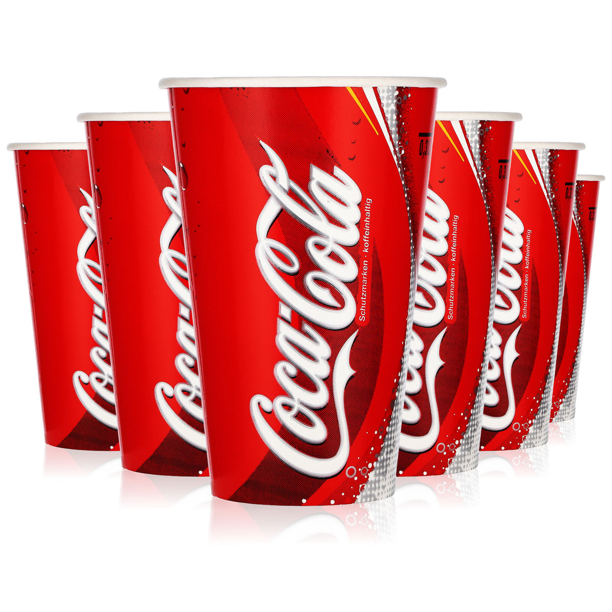 85x Coca Cola Softdrink Glas 0,3l Pappbecher Papier Einwegbecher (85er Set)