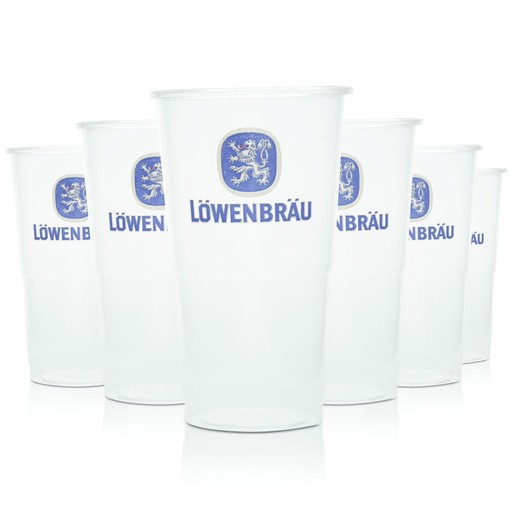 90x Löwenbräu Plastikbecher Einweg Bierglas 0,3l Kunststoffbecher Party Fest