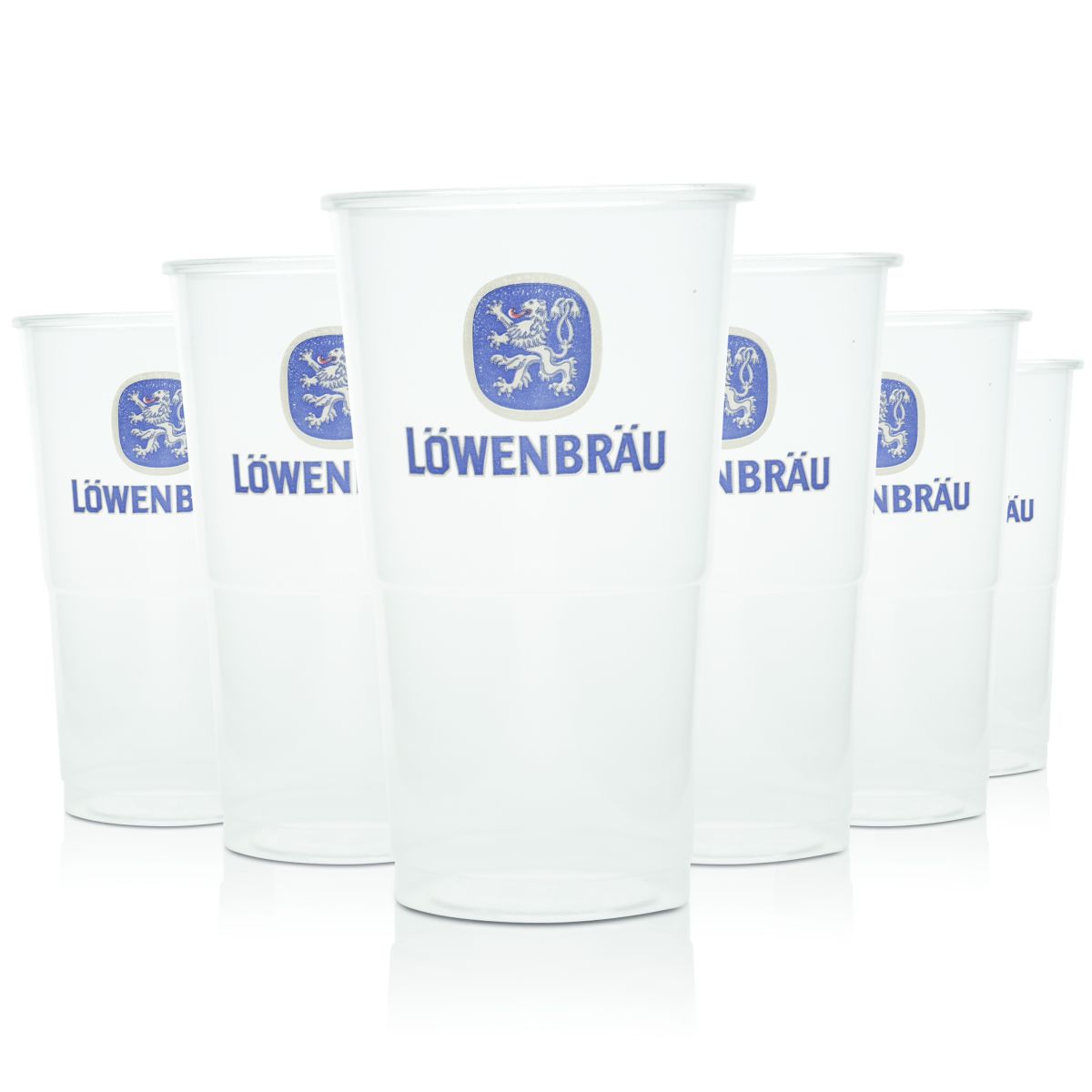 90x Löwenbräu Plastikbecher Einweg Bierglas 0,3l Kunststoffbecher Party Fest