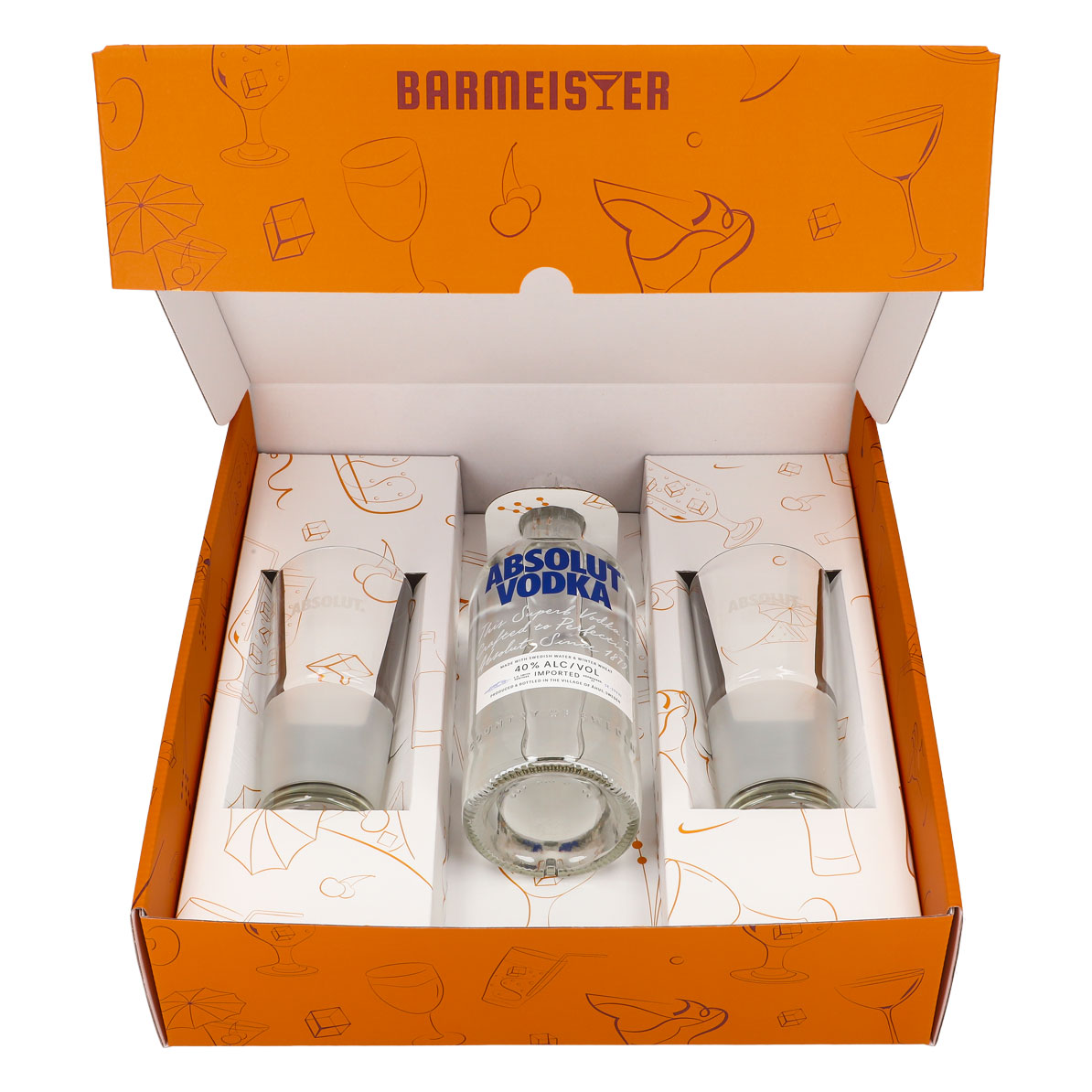 Absolut Vodka Geschenkset 0,7l Flasche 40 % Vol. + Gläser Frosted–Orange – Ansicht 3