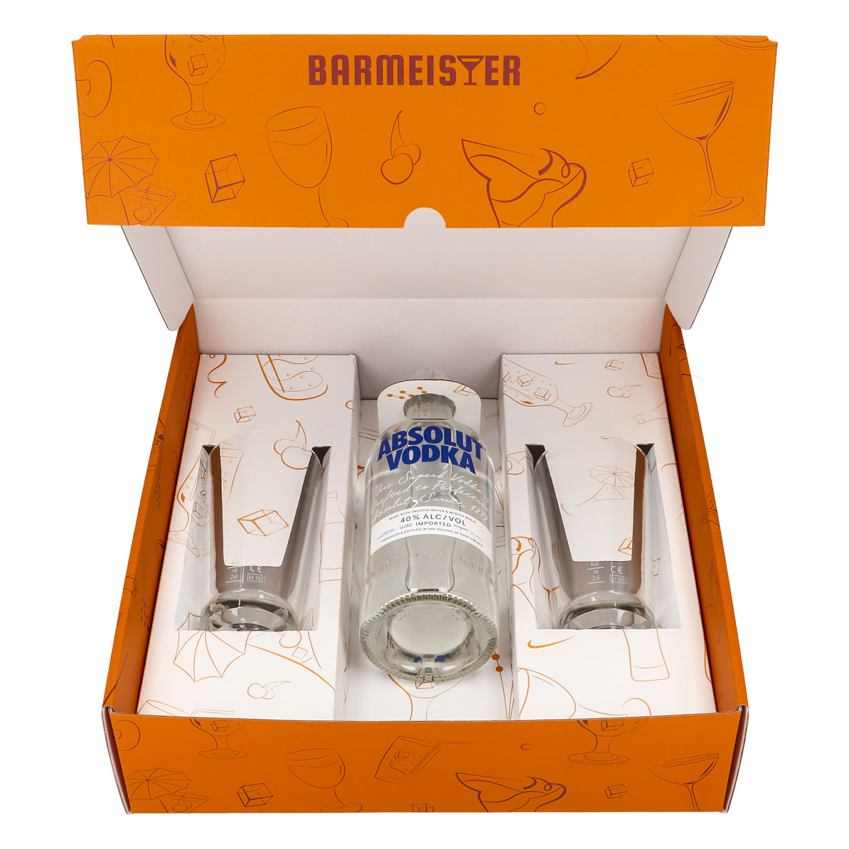 Absolut Vodka Geschenkset 0,7l Flasche 40 % Vol. + Gläser Grcic–Orange – Ansicht 3