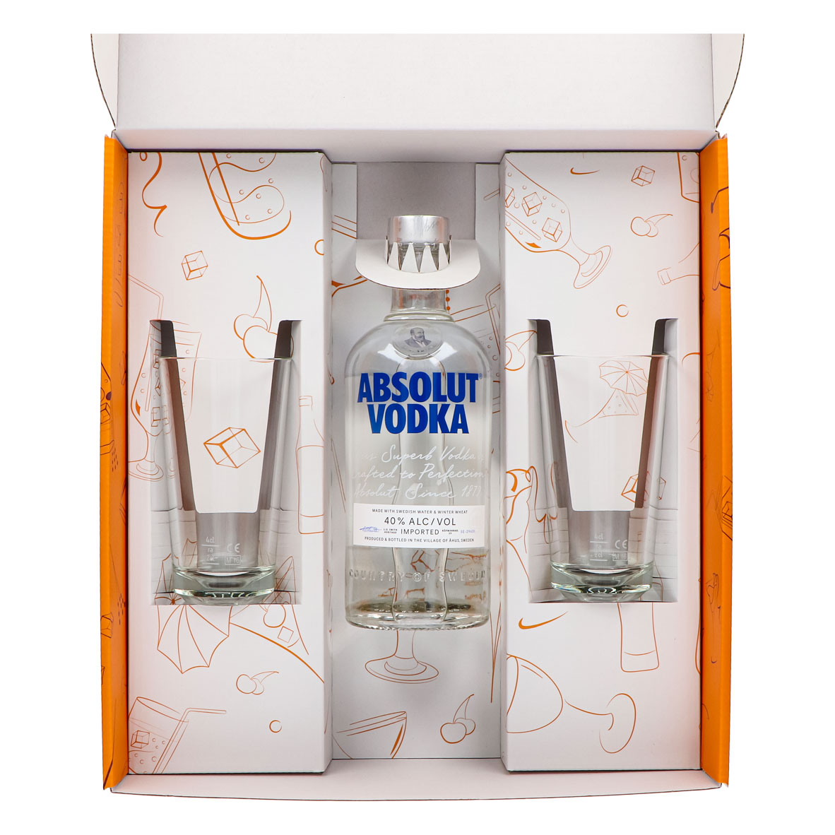 Absolut Vodka Geschenkset 0,7l Flasche 40 % Vol. + Gläser Grcic–Orange – Ansicht 4