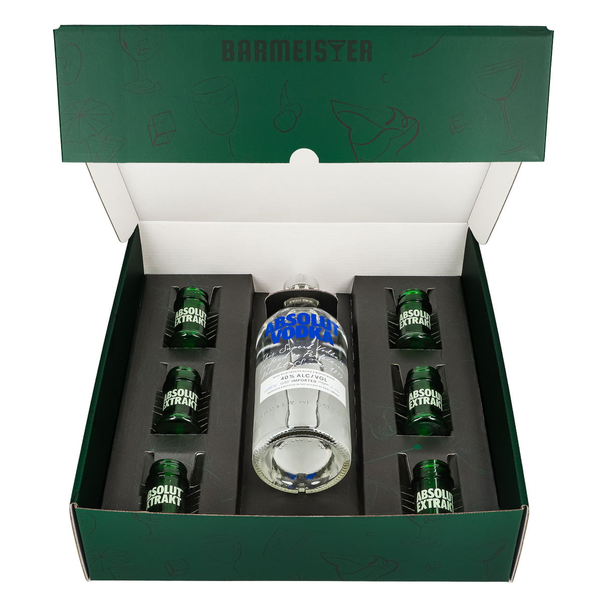 Absolut Vodka Geschenkset 0,7l Flasche 40 % Vol. + Shotgläser Extrakt–Grün – Ansicht 2