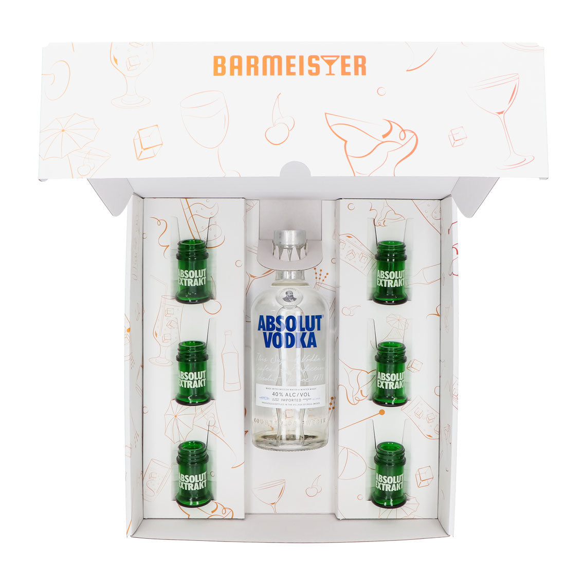 Absolut Vodka Geschenkset 0,7l Flasche 40 % Vol. + Shotgläser Extrakt–weiß – Ansicht 3