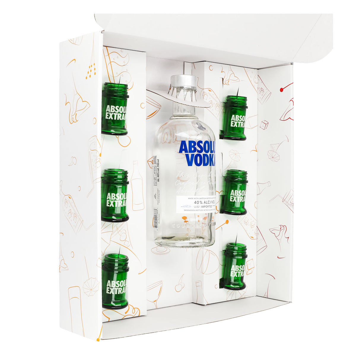 Absolut Vodka Geschenkset 0,7l Flasche 40 % Vol. + Shotgläser Extrakt–weiß – Ansicht 5