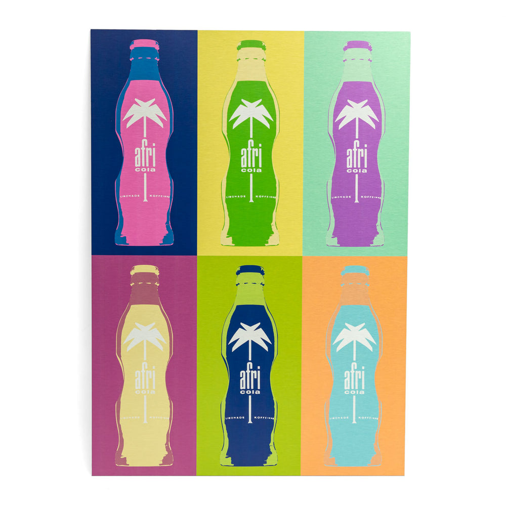 Afri Cola Softdrink Blechschild Wanddeko 60x42 cm bunte Flaschen