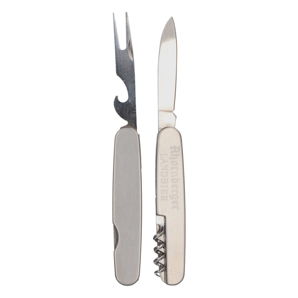 Ahornberger Bier Taschenmesser mit Gabel Korkenzieher Edelstahl Outdoormesser – Ansicht 4