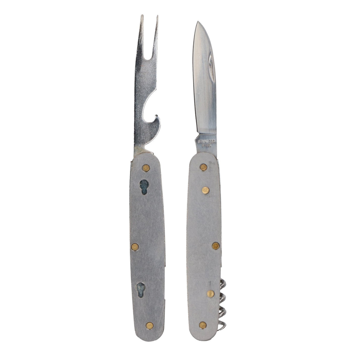 Ahornberger Bier Taschenmesser mit Gabel Korkenzieher Edelstahl Outdoormesser – Ansicht 5