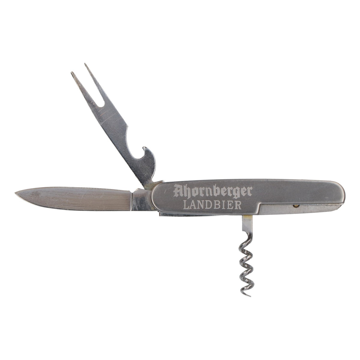 Ahornberger Bier Taschenmesser mit Gabel Korkenzieher Edelstahl Outdoormesser – Ansicht 6