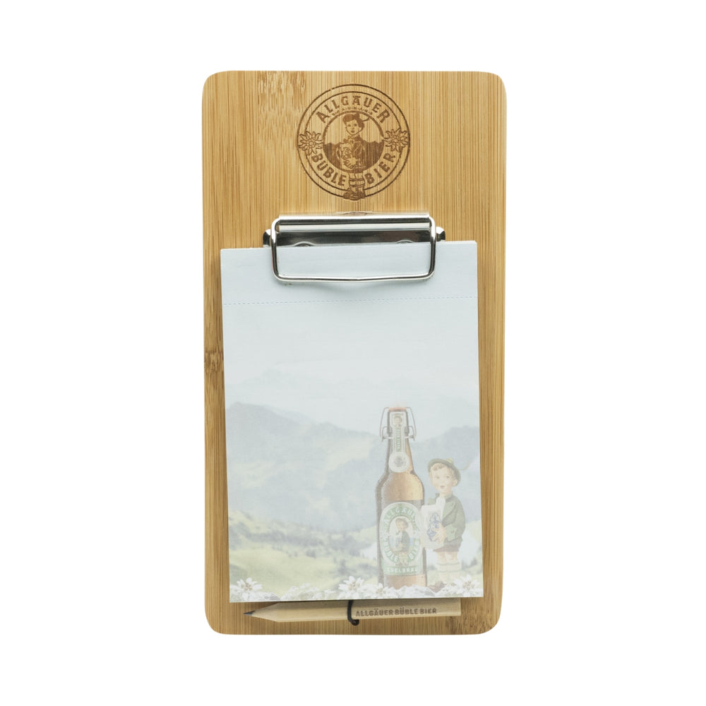 Algäuer Büble Bier Magnet Notizblock Papier Stift Einkauf Bar Küche Helfer Holz
