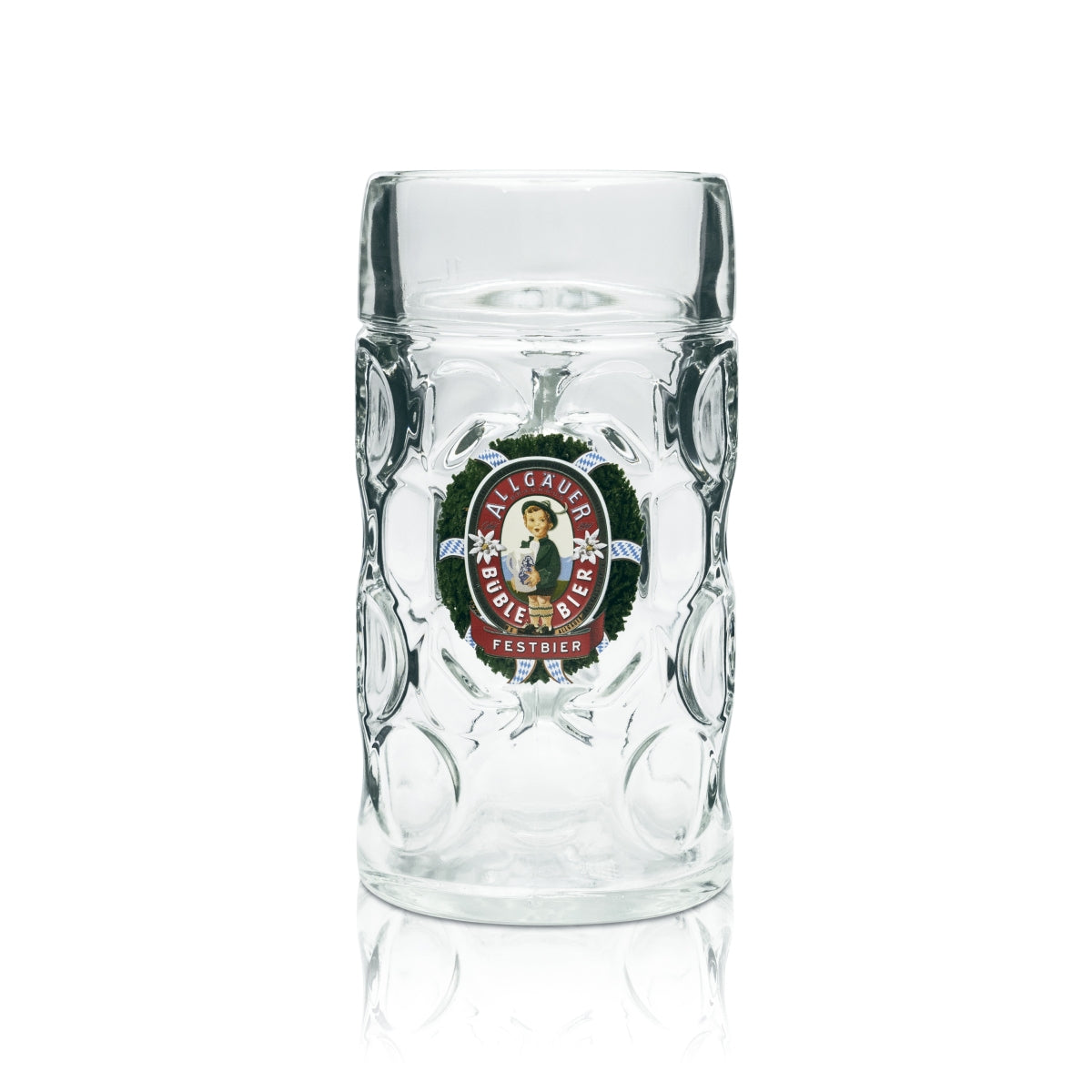 6x Allgäuer Büble Glas 1l Maßkrug "Festbier" Humpen Seidel Krüge Gläser Relief – Ansicht 2