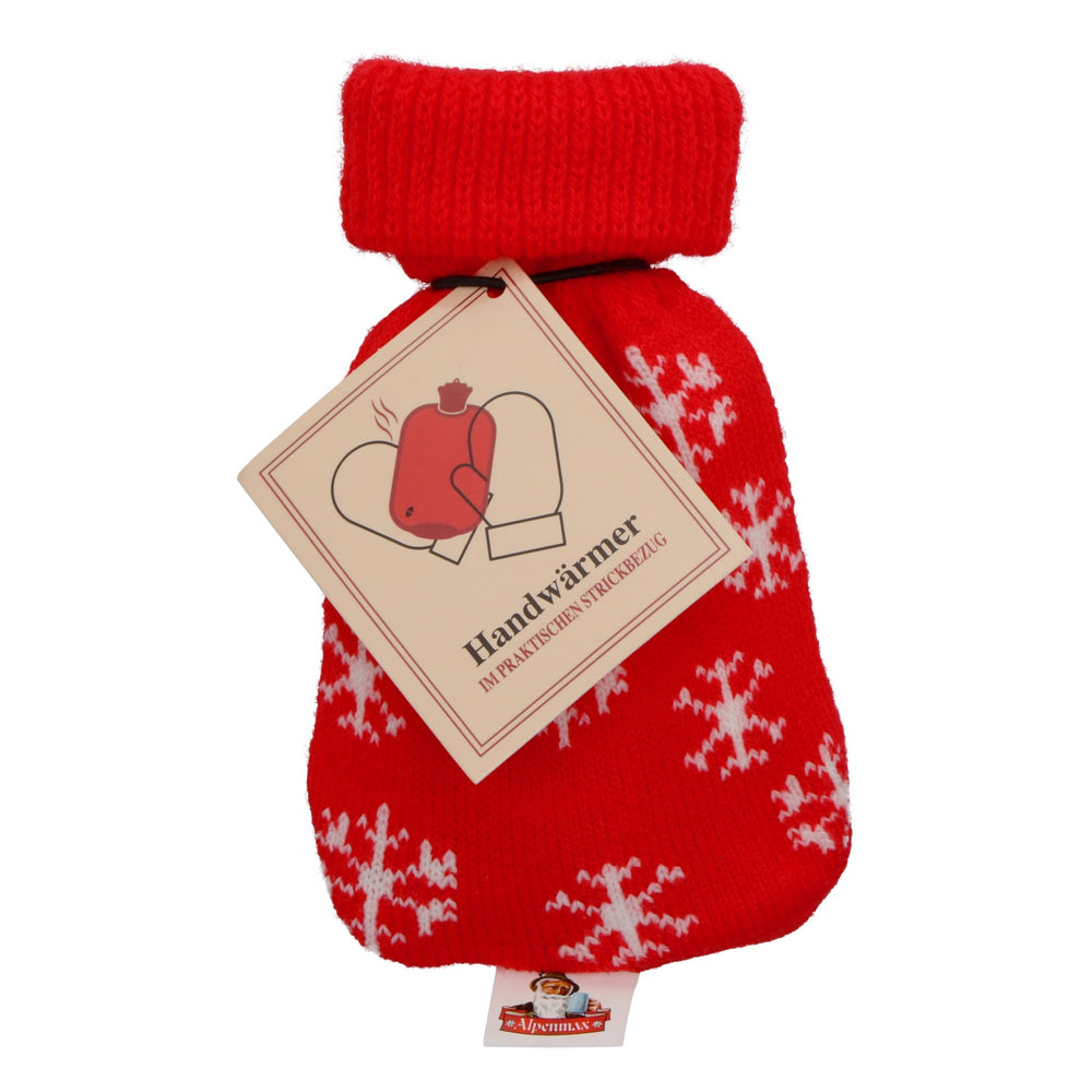 Alpenmax Rum Handwärmer rot Strickbezug Schneeflocken Taschenwärmer
