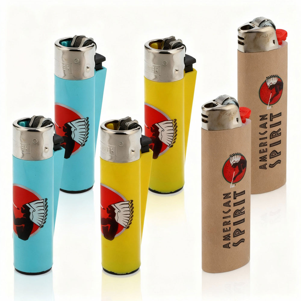 American Spirit Feuerzeug Bundle Set aus 4x Clipper Lighter 2x Bic Feuerzeug