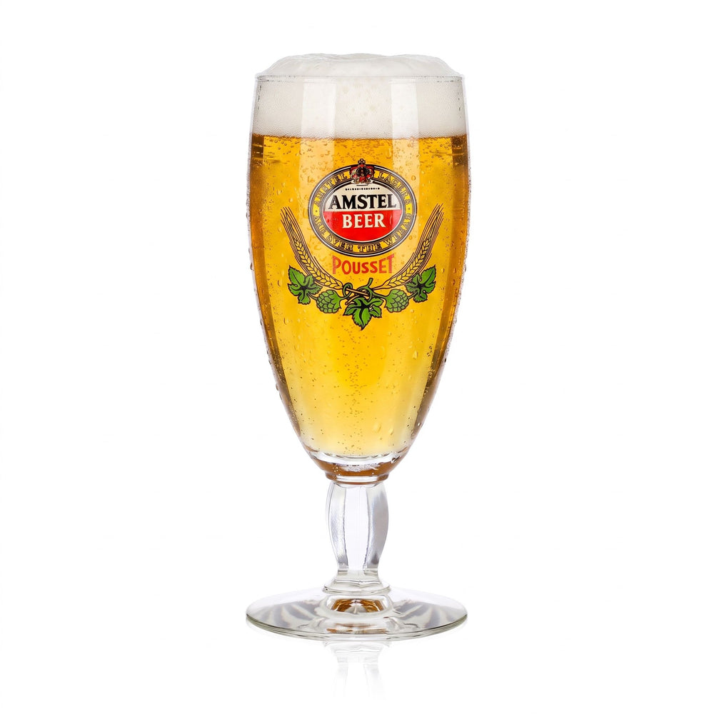 Amstel Bier Glas 0,33l Pokal Pousset Eckiger Stiel Durobor
