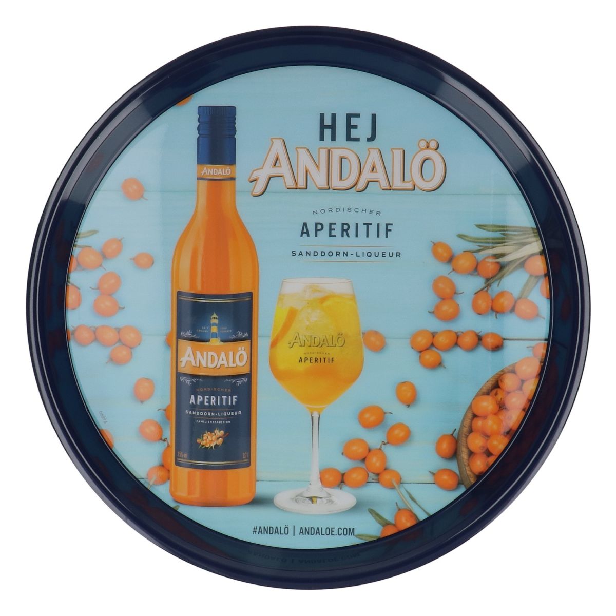 Andalö Sanddorn Spritz Tablett Rundtablett Kellner Tablett Rutschfest