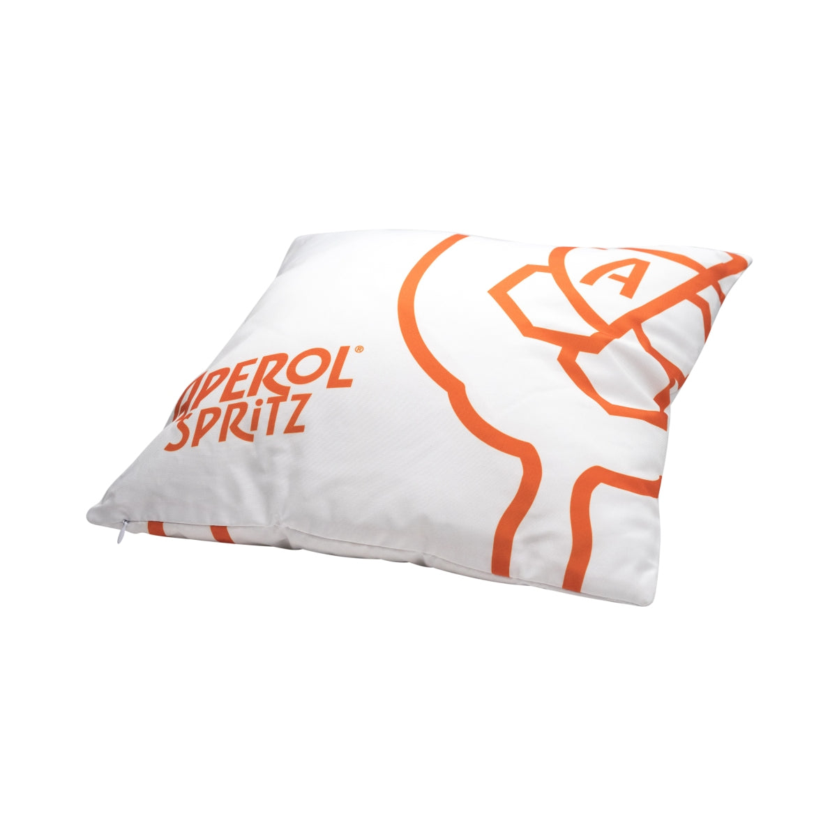 Aperol Spritz Kissen weiß Flasche 40x40 Outdoor Deko Lounge Sofa Bar Logo Couch – Ansicht 2