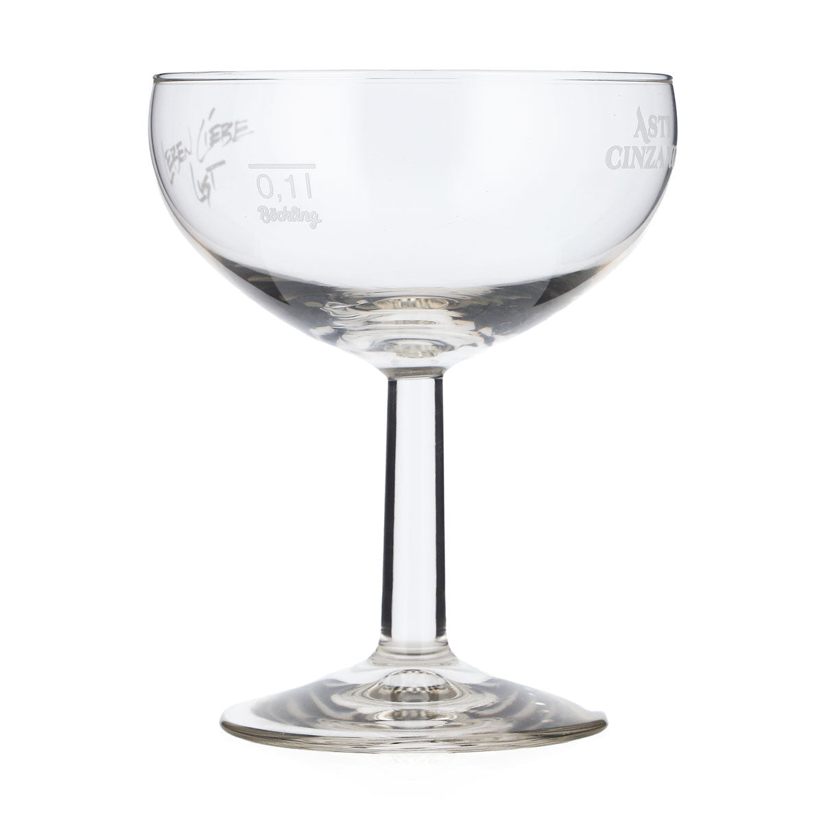 Asti Cinzano Sekt Glas 0,1l Sekt-Schale Leben Liebe Lust Böckling – Ansicht 2
