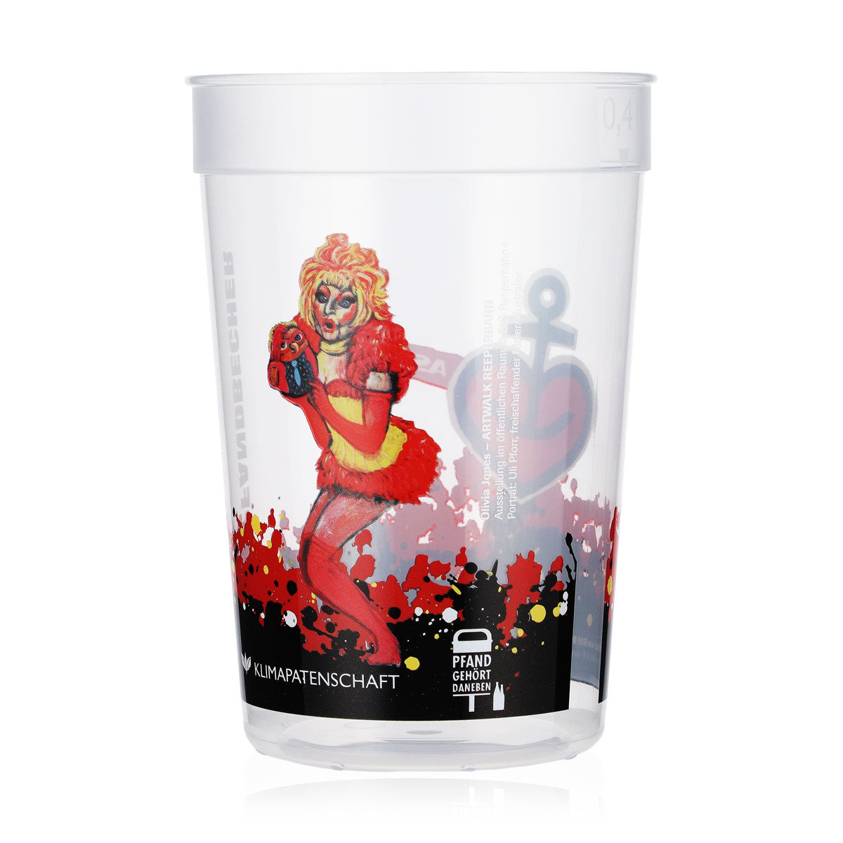 Astra Bier Glas Becher Mehrweg Hartplastik 0,4l Reeperbahn Olivia Jones – Ansicht 3