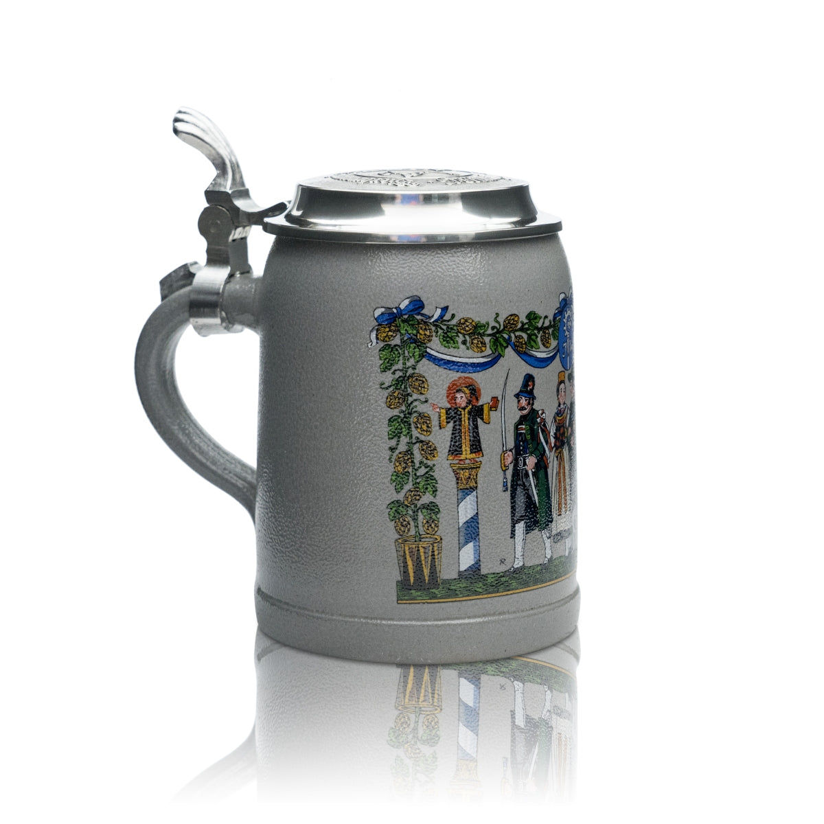 Augustiner Sammler Glas 0,5l Krug Humpen Marsch Frau und Mann Zinndeckel Bayern – Ansicht 2