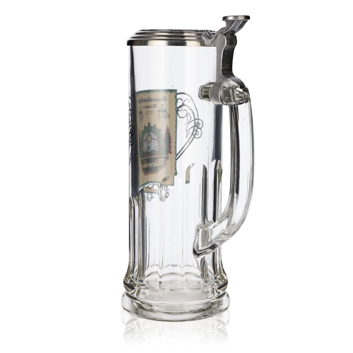 Augustiner Sammlerkrug Glas 0,59l Märzenbier Zinndeckel Humpen Seidel Liebhaber – Ansicht 4