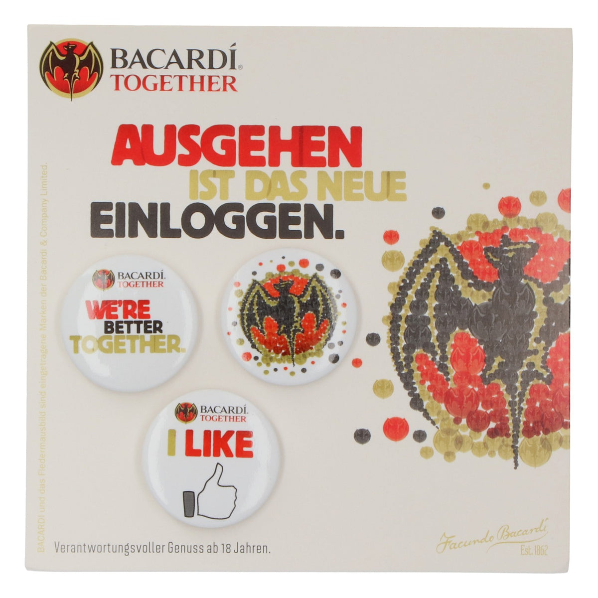 Bacardi Rum 3x Pins Anstecker Button Set aus 3 Stück – Ansicht 4