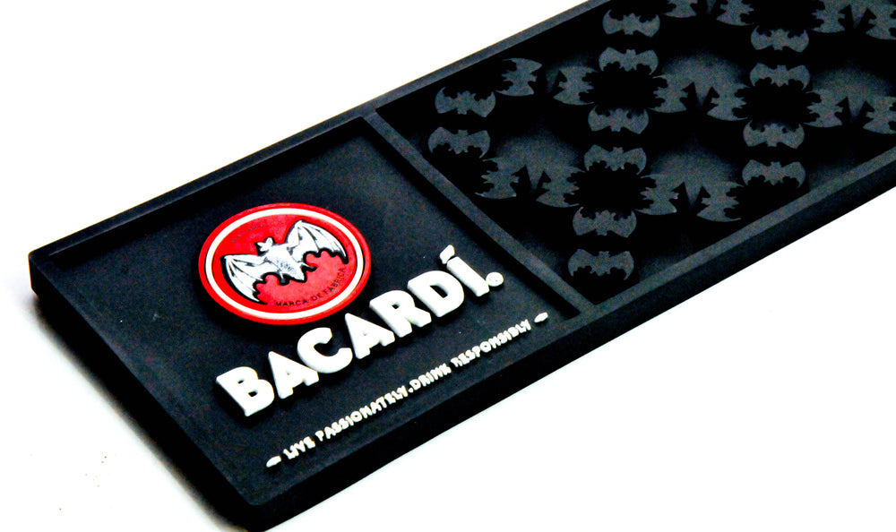 Bacardi Rum Barmatte Barzubehör Schwarz Feldermäuse-Noppen Gummi