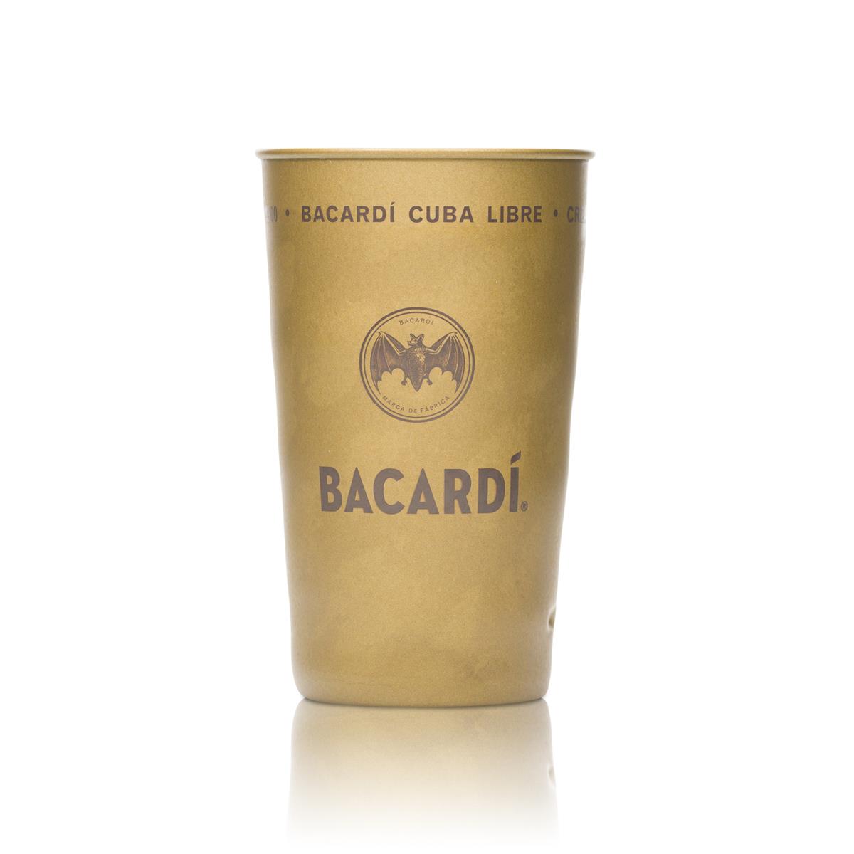 Bacardi Rum Becher 0,38l - Exklusiver Metallbecher Matt Gold Limited Edition