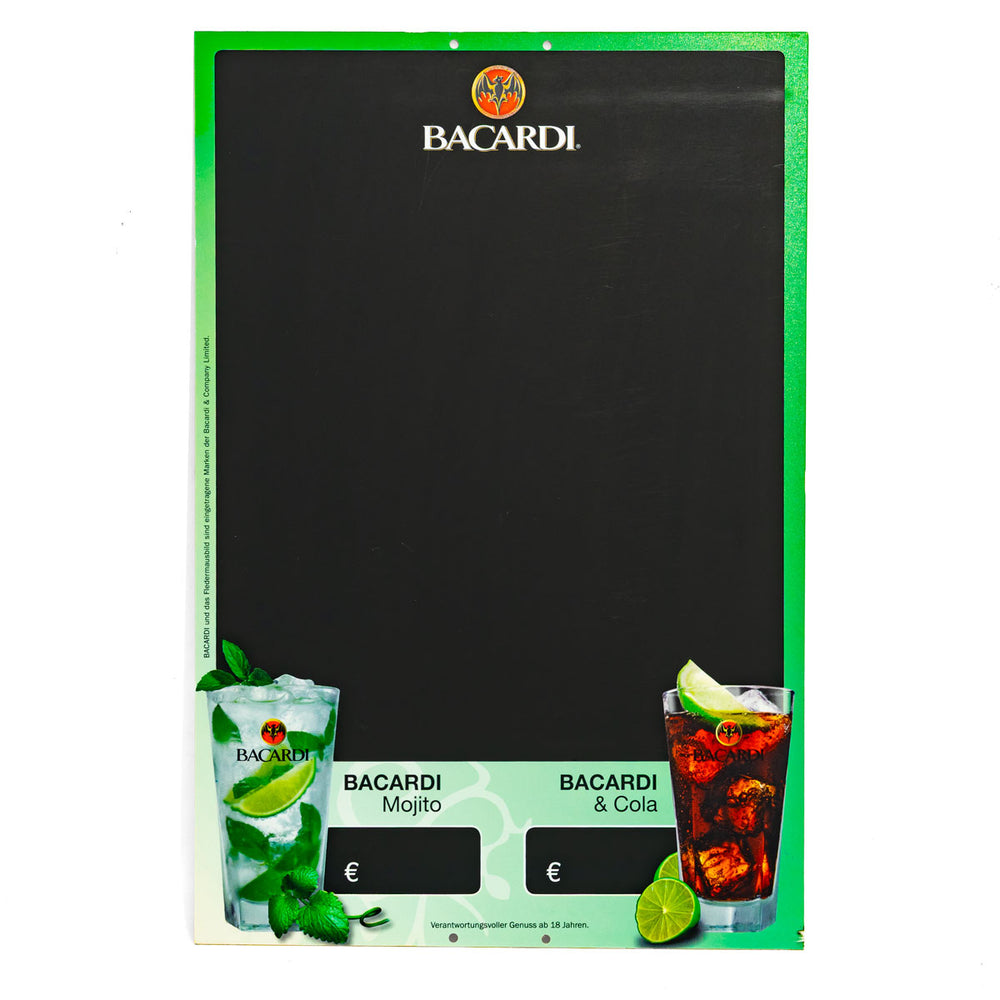 Bacardi Rum Kreidetafel Schreibtafel Wanddekoration 60x40cm grüner Rand