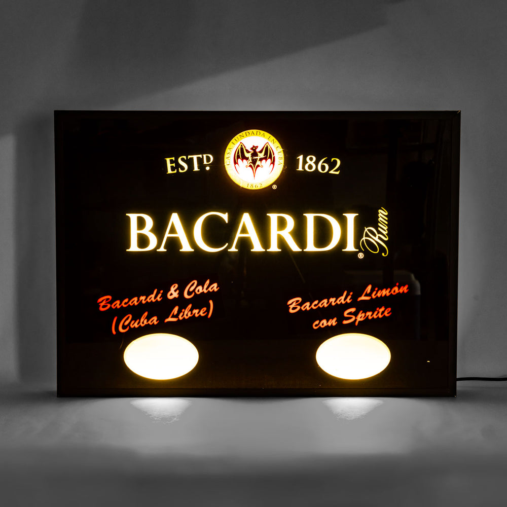Bacardi Rum seltene Neon Leuchtreklame in Alugehäuse Ausstellungsstück