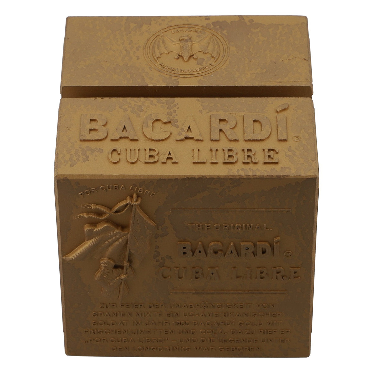 Bacardi Rum Tischaufsteller Aufsteller Kartenaufsteller Vollmetall (Gold) – Ansicht 4