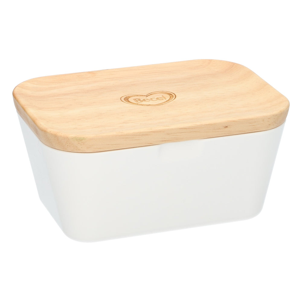 Becel Butterdose Margarinedose 250g Echtholz Deckel Küchenzubehör Aufbewahrung