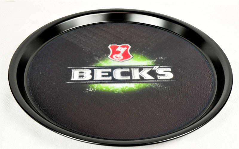Becks Bier Rundtablett Kellnertablett Logo innen gummierter Boden