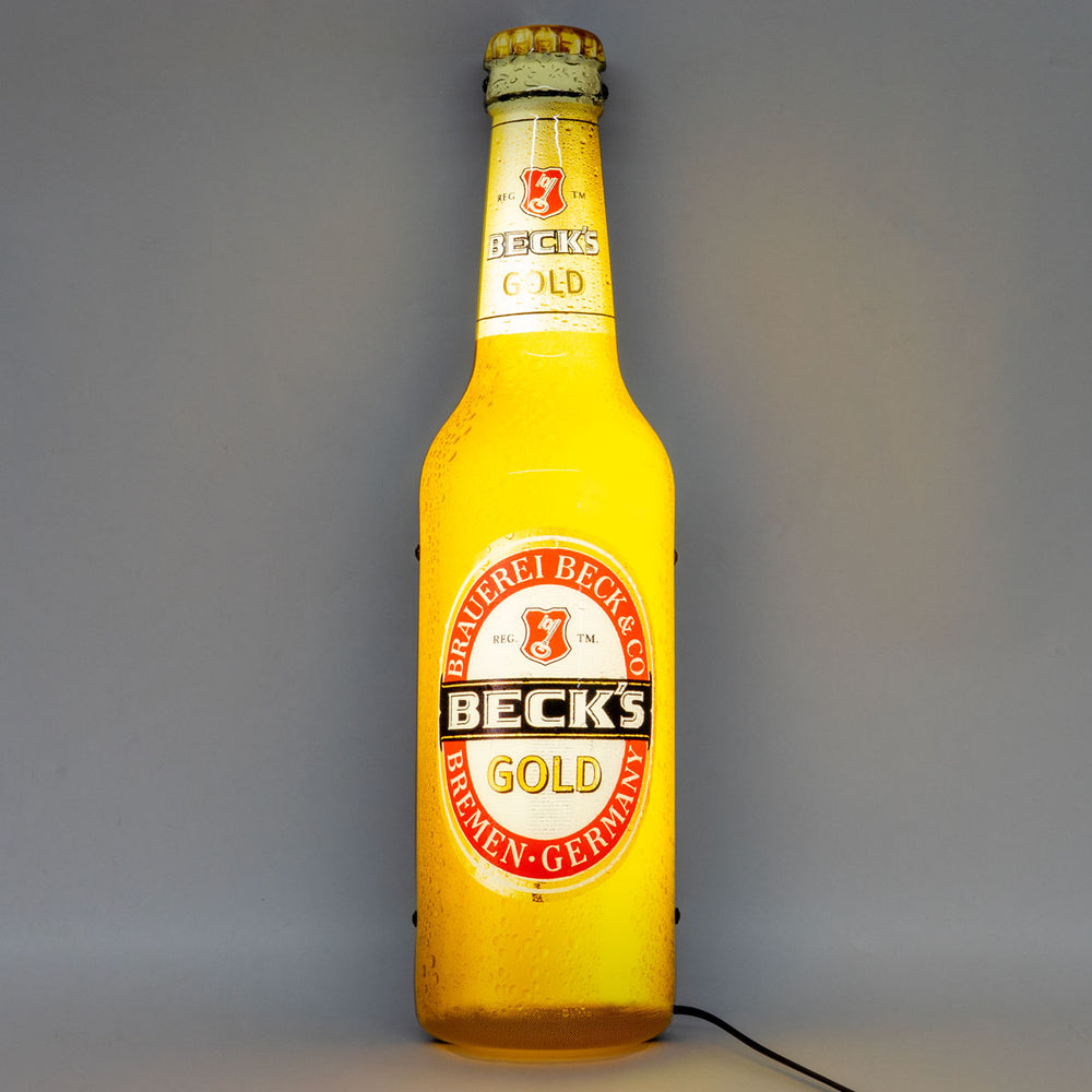 Becks Leuchtreklame Wallsign LED Luminated Gold Bardeko Wanddeko Bardeko Merch