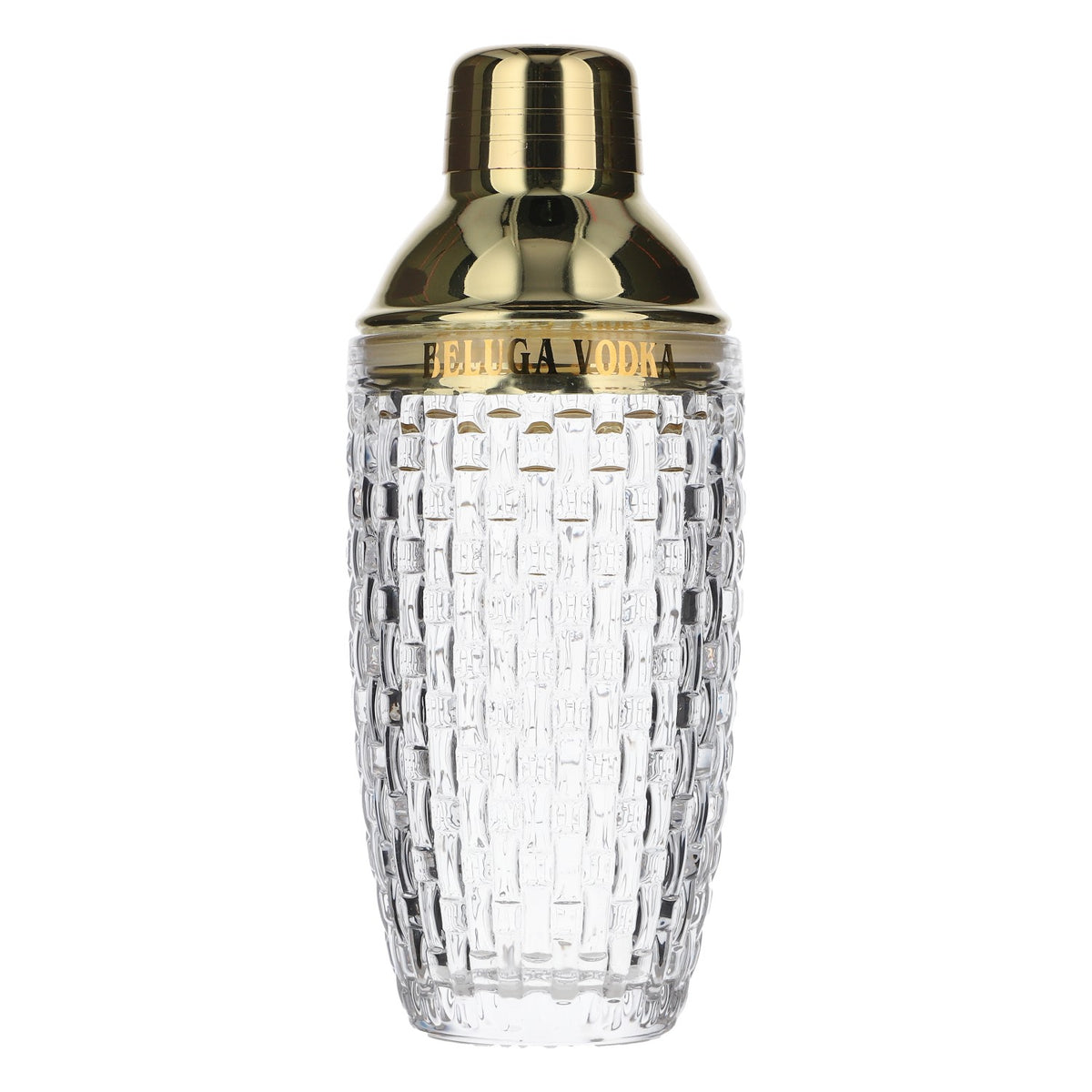 Beluga Vodka Edelstahl Shaker Barmixer Barzubehör Kontur Gold eloxiert Deckel