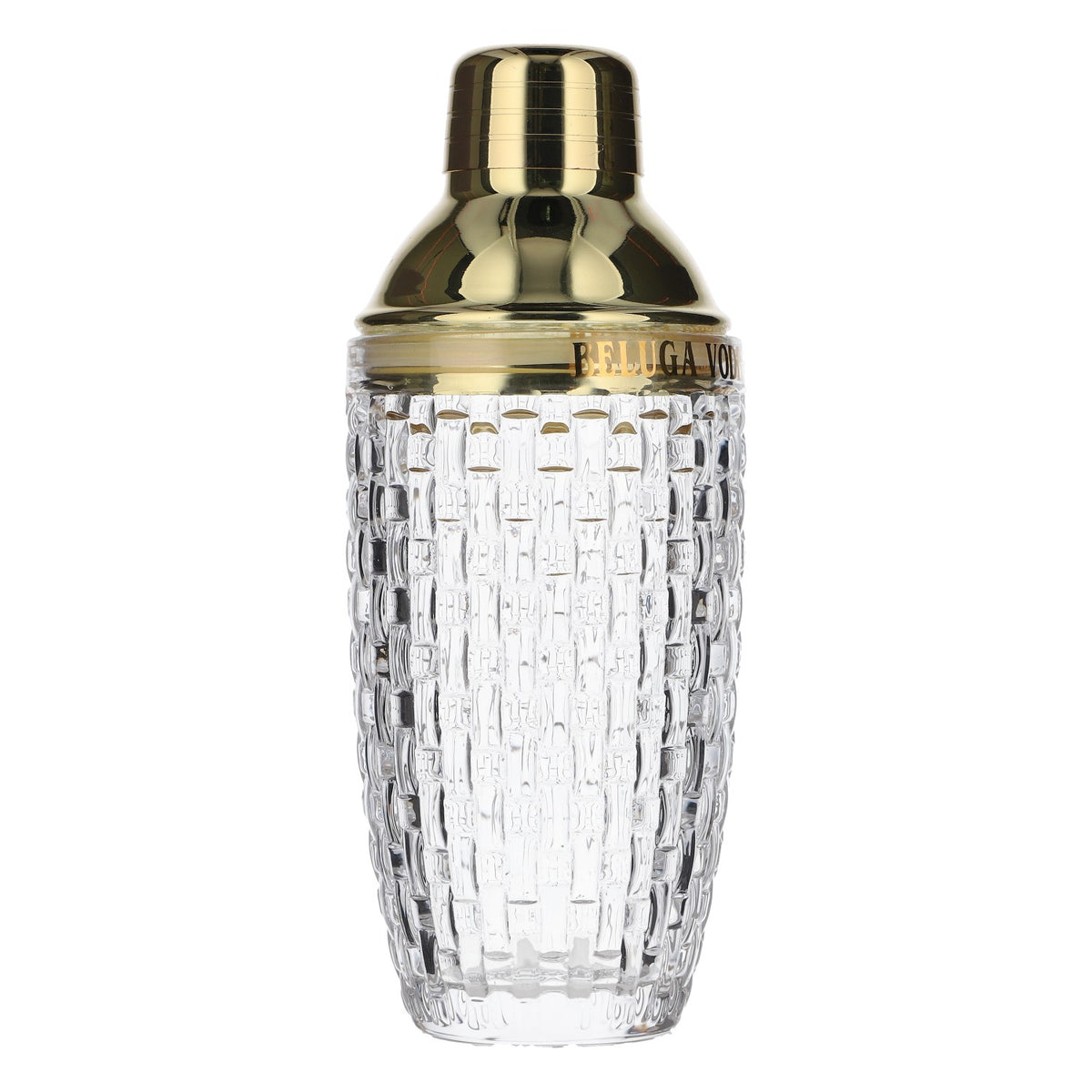 Beluga Vodka Edelstahl Shaker Barmixer Barzubehör Kontur Gold eloxiert Deckel – Ansicht 2