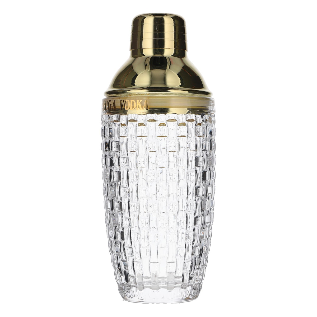 Beluga Vodka Edelstahl Shaker Barmixer Barzubehör Kontur Gold eloxiert Deckel – Ansicht 3