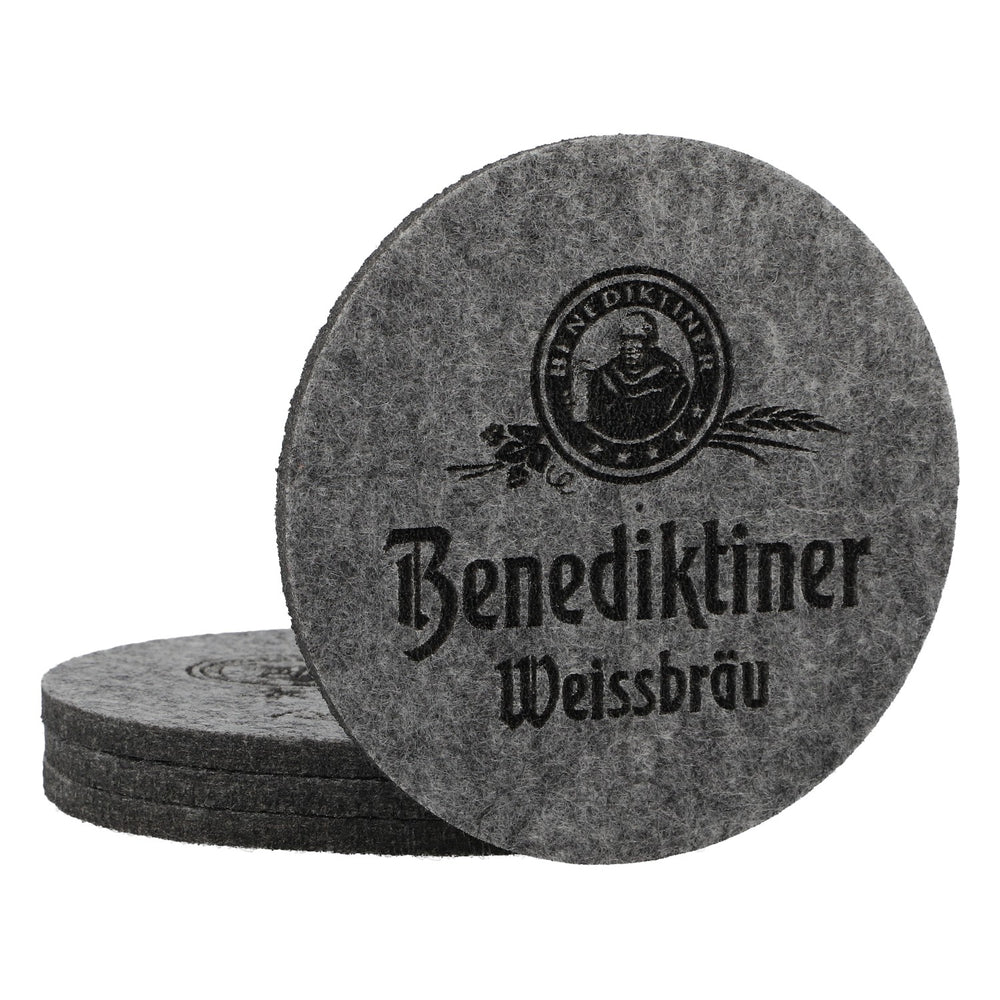 Benediktiner Bier 4er Set Glas Untersetzer Filz Barzubehör Tischschutz