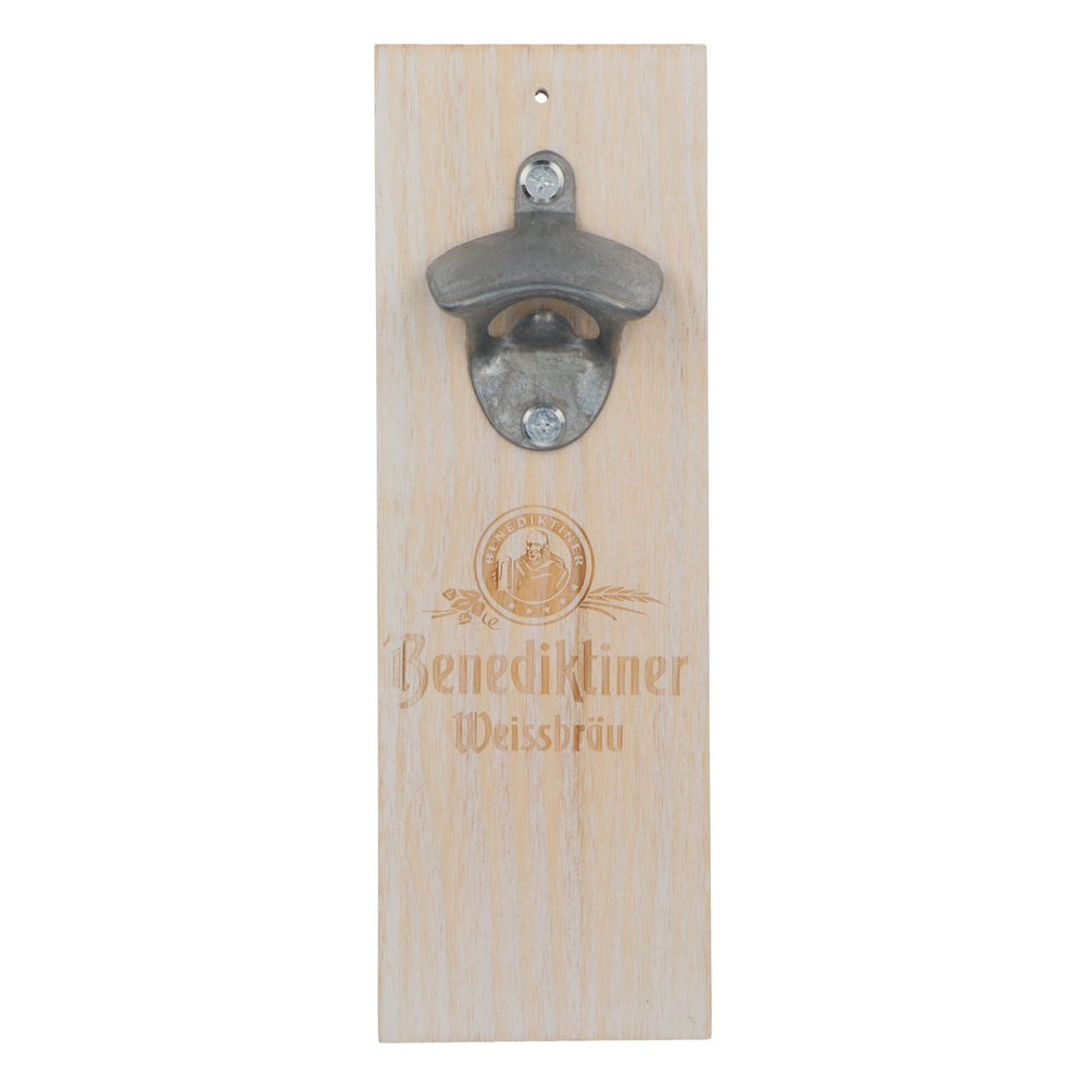 Benediktiner Weißbier Echtholz Magnet Wandflaschenöffner Kapselheber