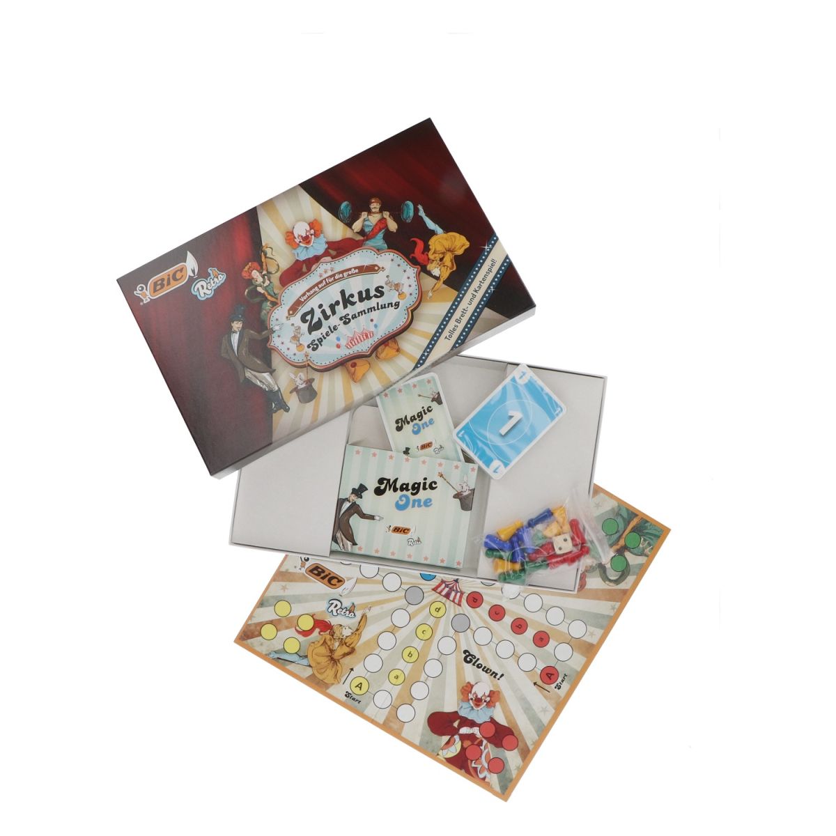 BIC Spielesammlung Zirkus Retro Gesellschaftsspiel Sammler Liebhaber Merch