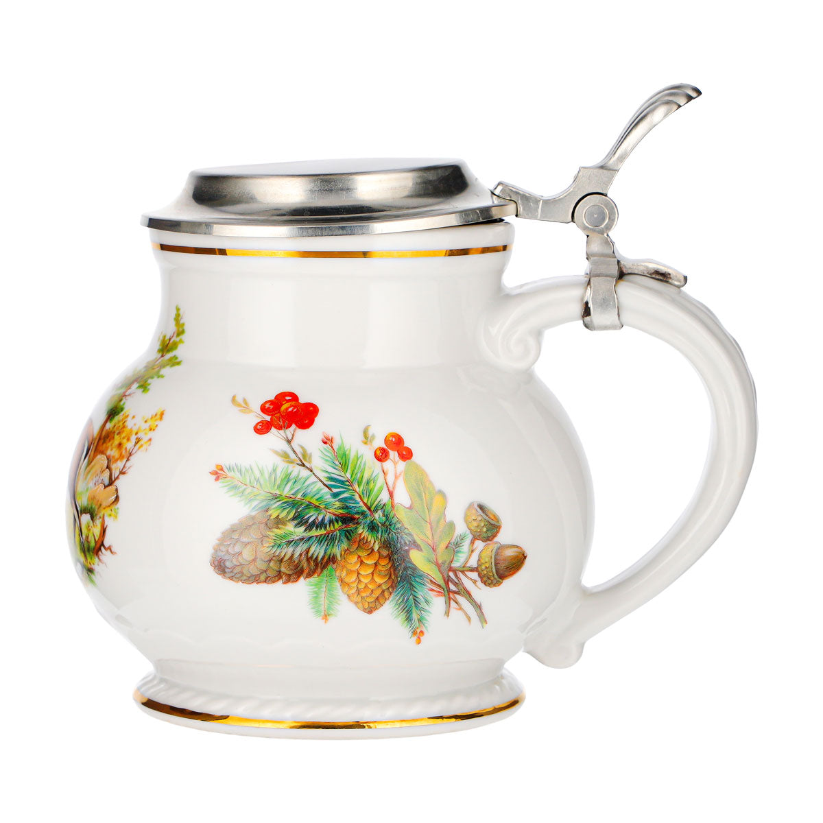 Bierkrug Zinndeckel Reh Motiv Keramik Glas Steingut Sammler Retro – Ansicht 5