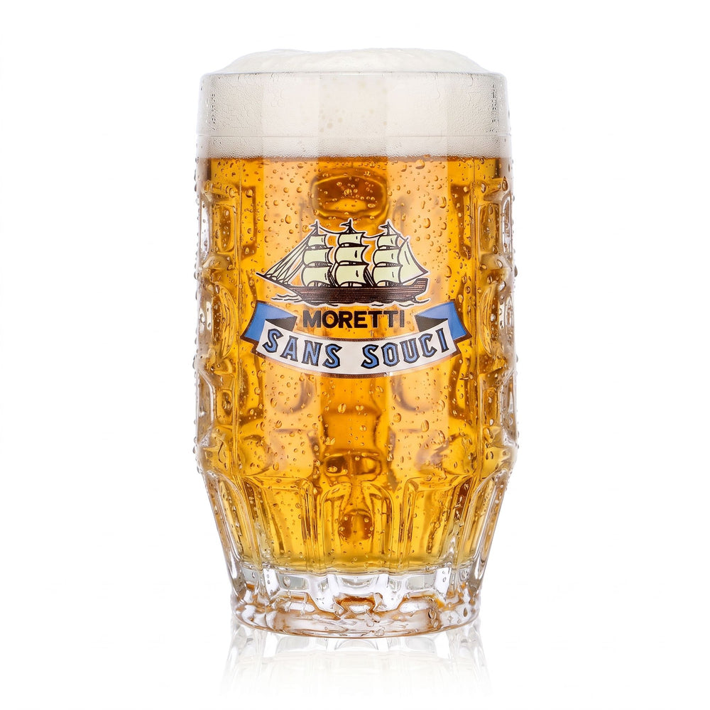 Birra Moretti Bier Glas Krug 0,2l Sans Souci Relief