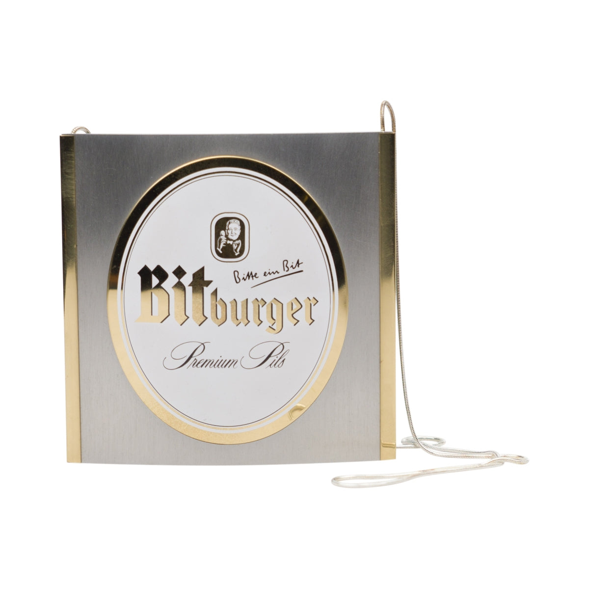 Bitburger Bier Zapfhahn Schild Anhänger Metall Tafel mit Kette Kneipe Gastro Bar