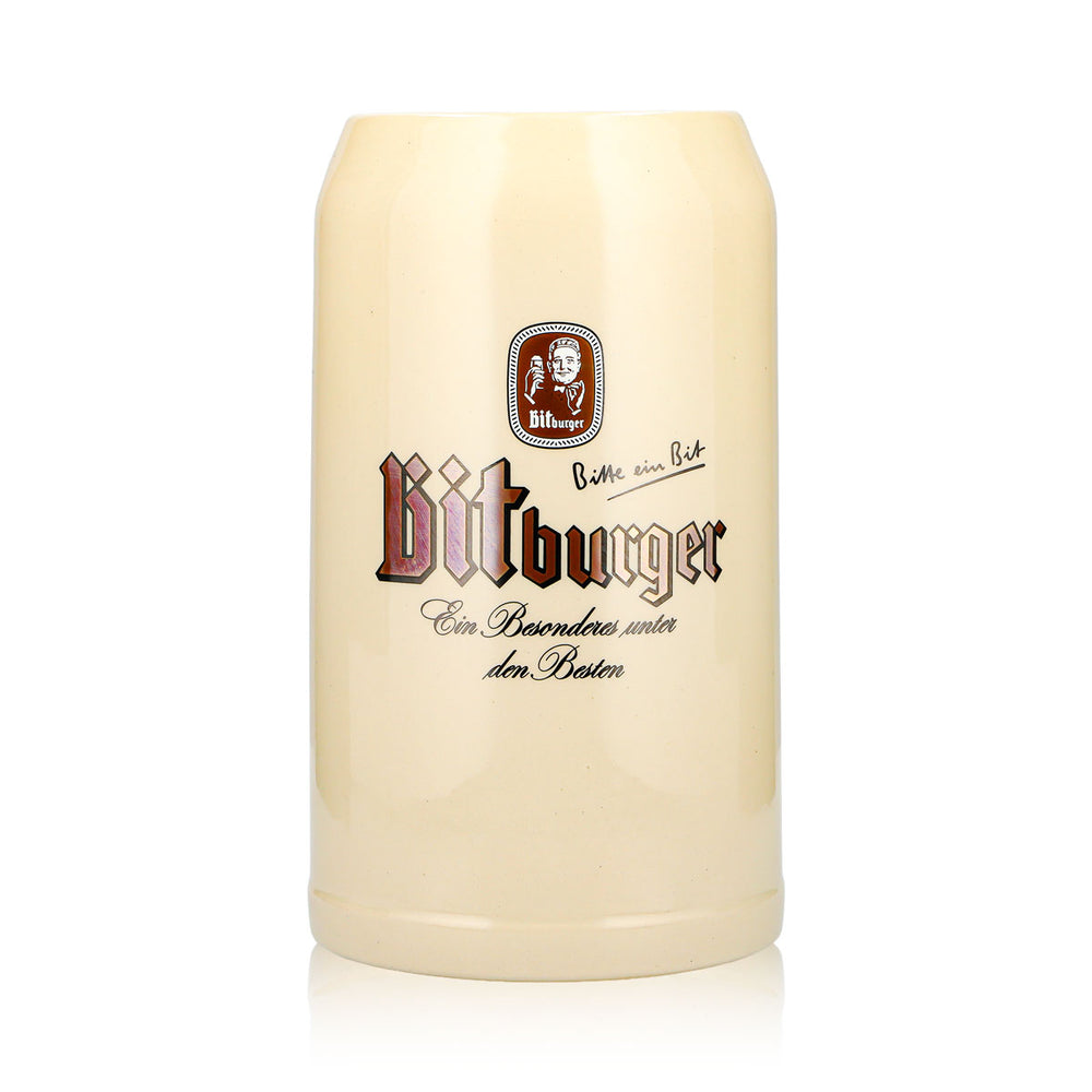 Bitburger Bierkrug XL 2l Steingut Glas Ton Seidel