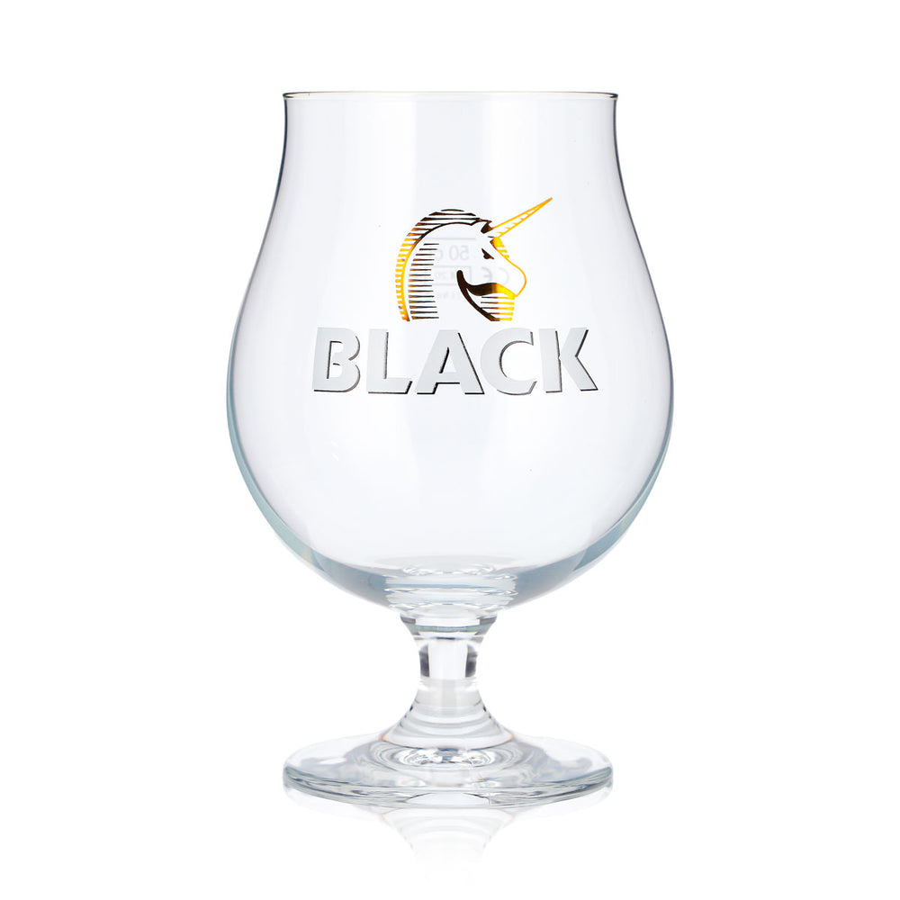 Black Bier Glas 0,5l Pokal Einhorn Logo Weißer Schriftzug Ritzenhoff
