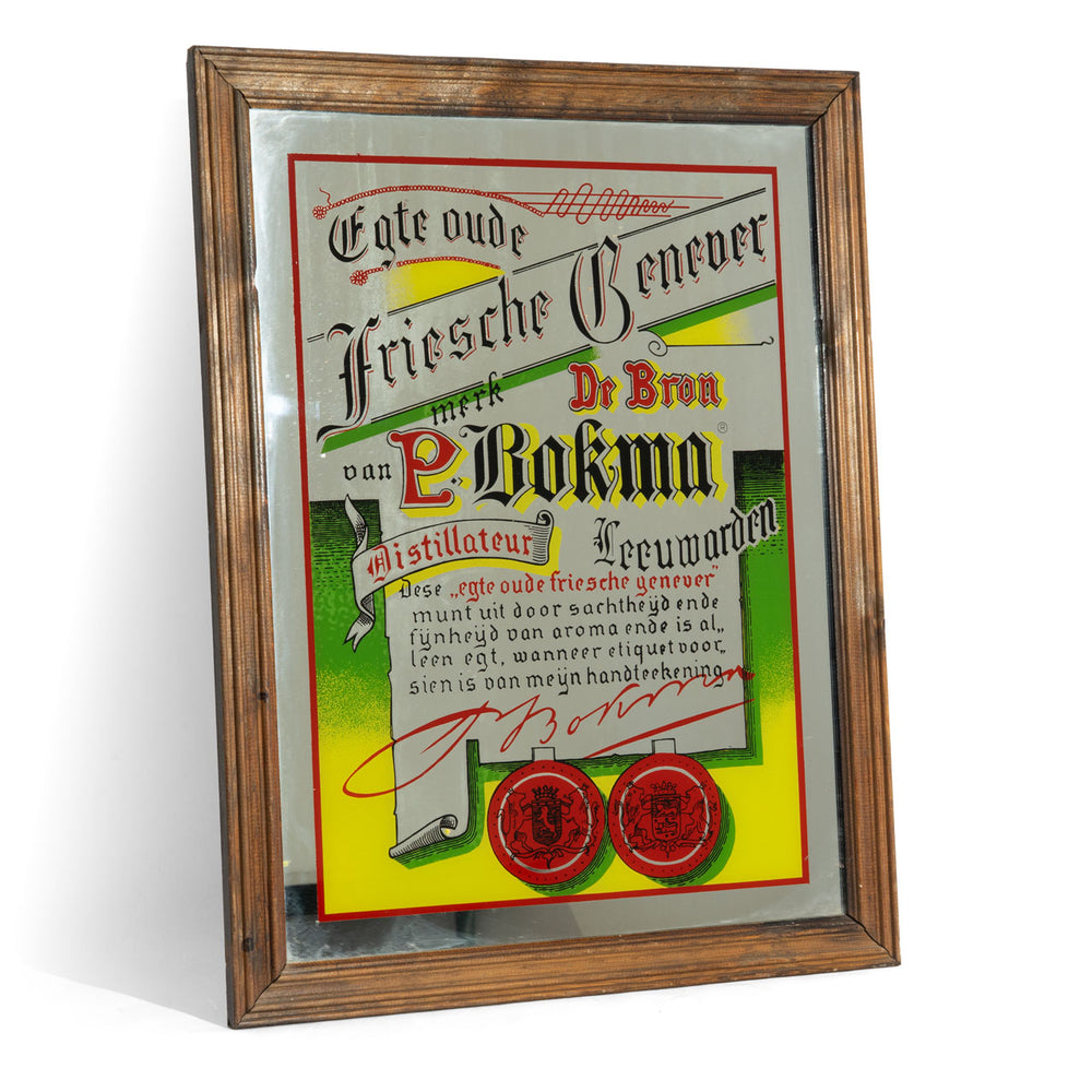 Bokma Likör Spiegel Werbespiegel Barutensilien Wandschmuck brauner Rahmen